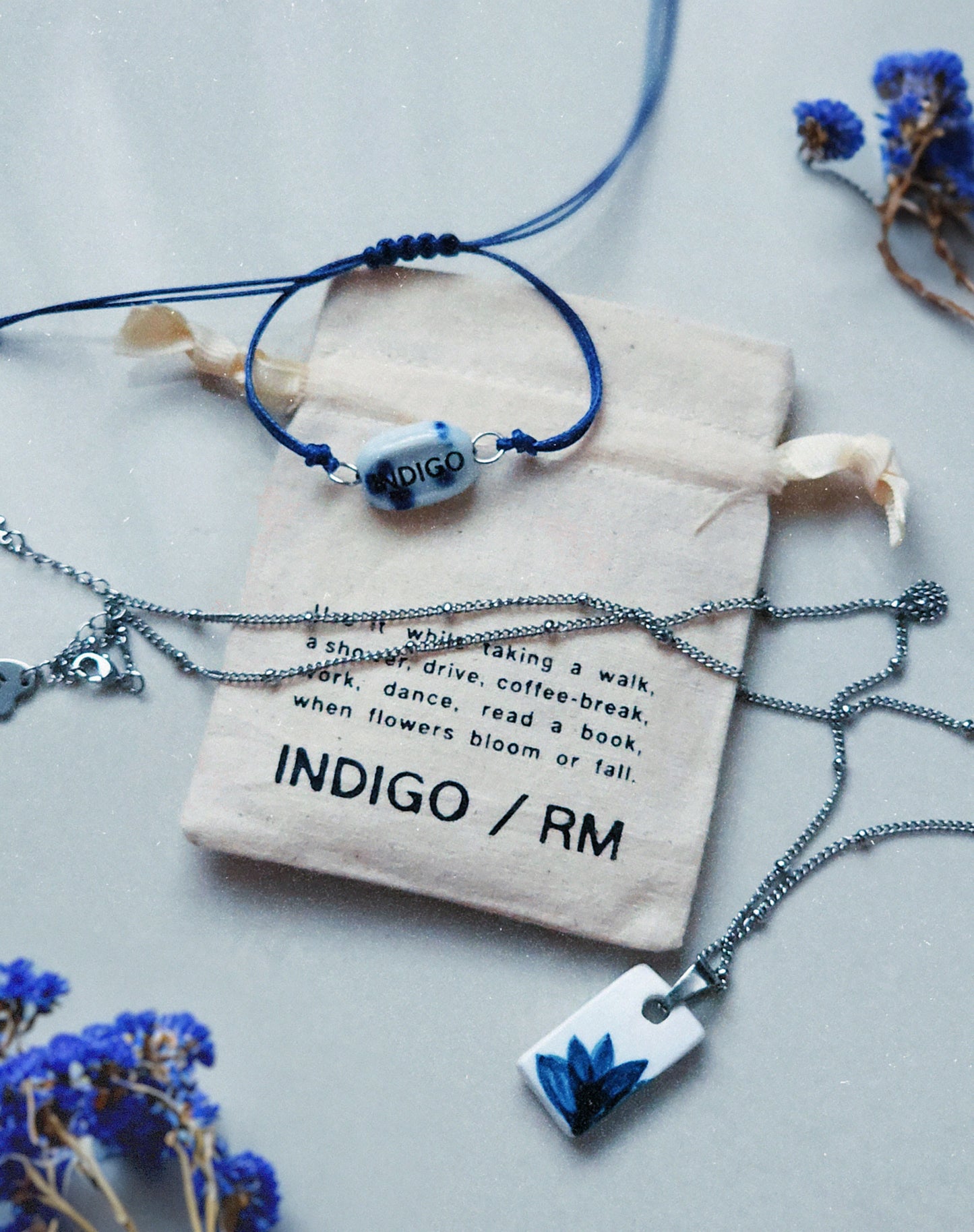 INDIGO necklace & bracelet set inspired by RM
