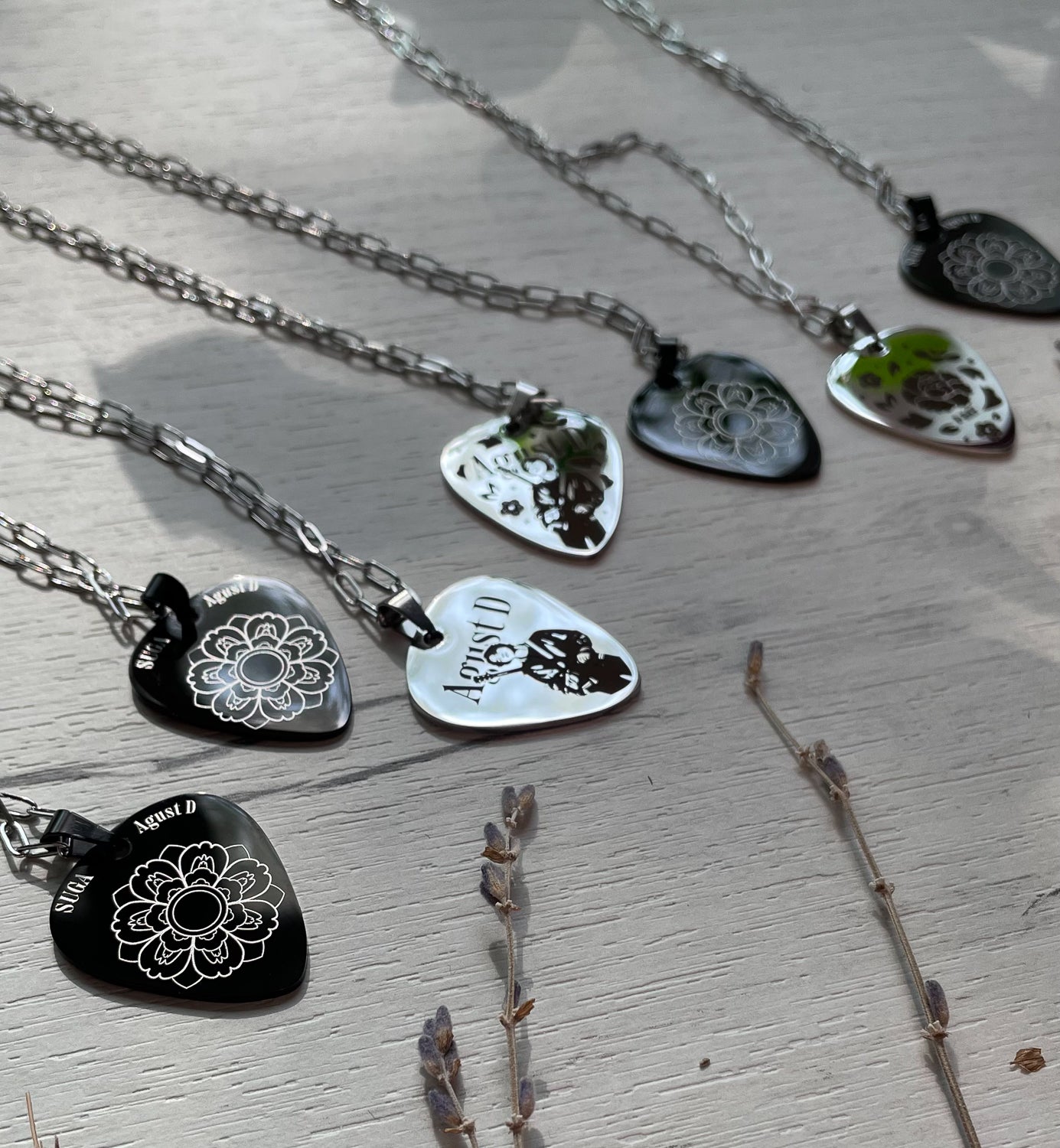 D-DAY guitar pick necklace inspired by Agust D