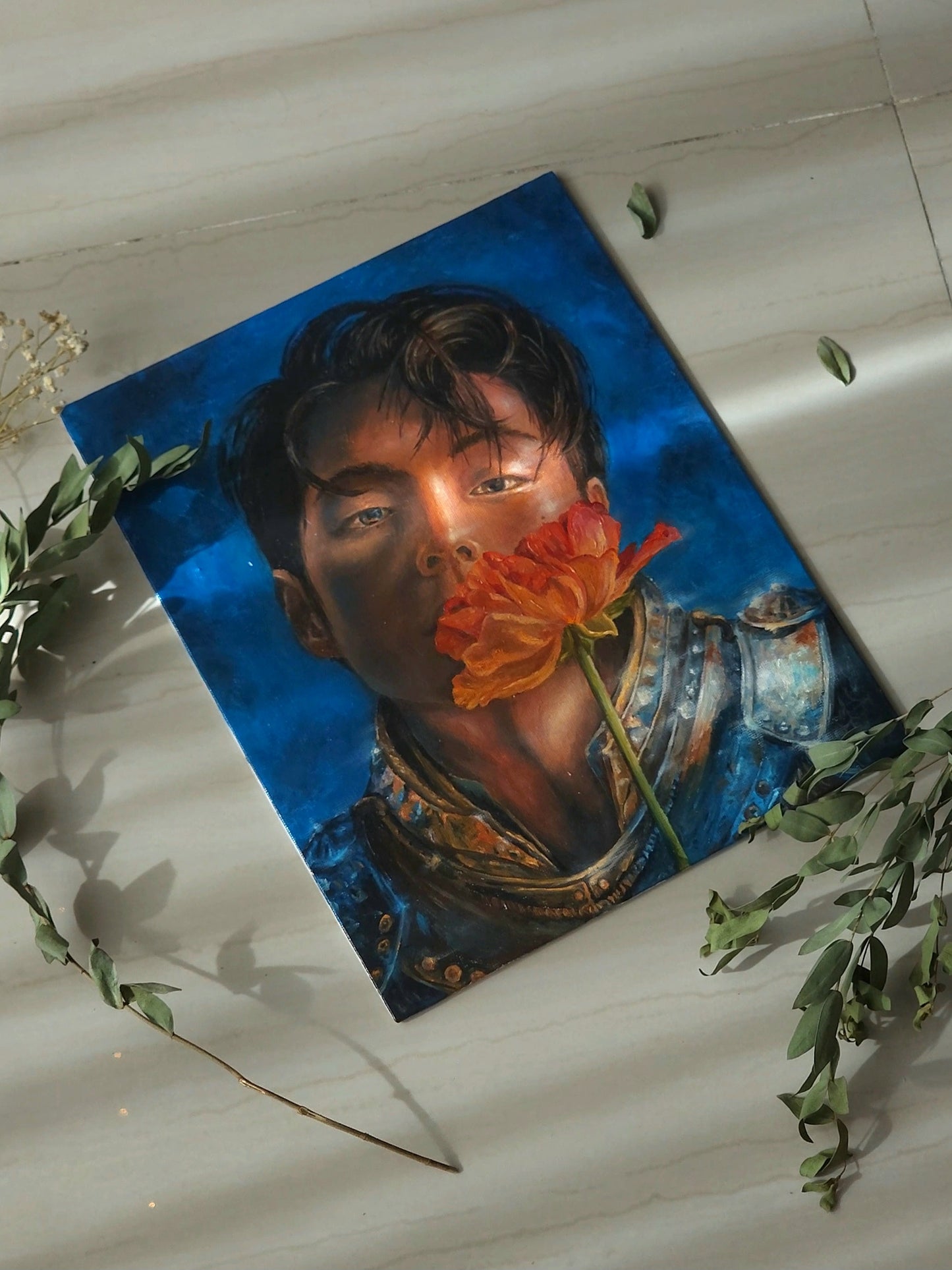 Blue by V oil painting