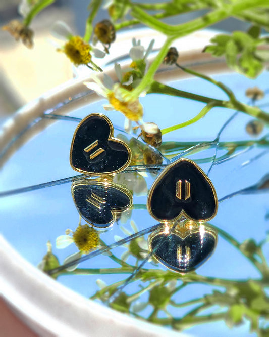 Tiny Hearts earrings inspired by BTS | 14k gold plated BLACK 🖤