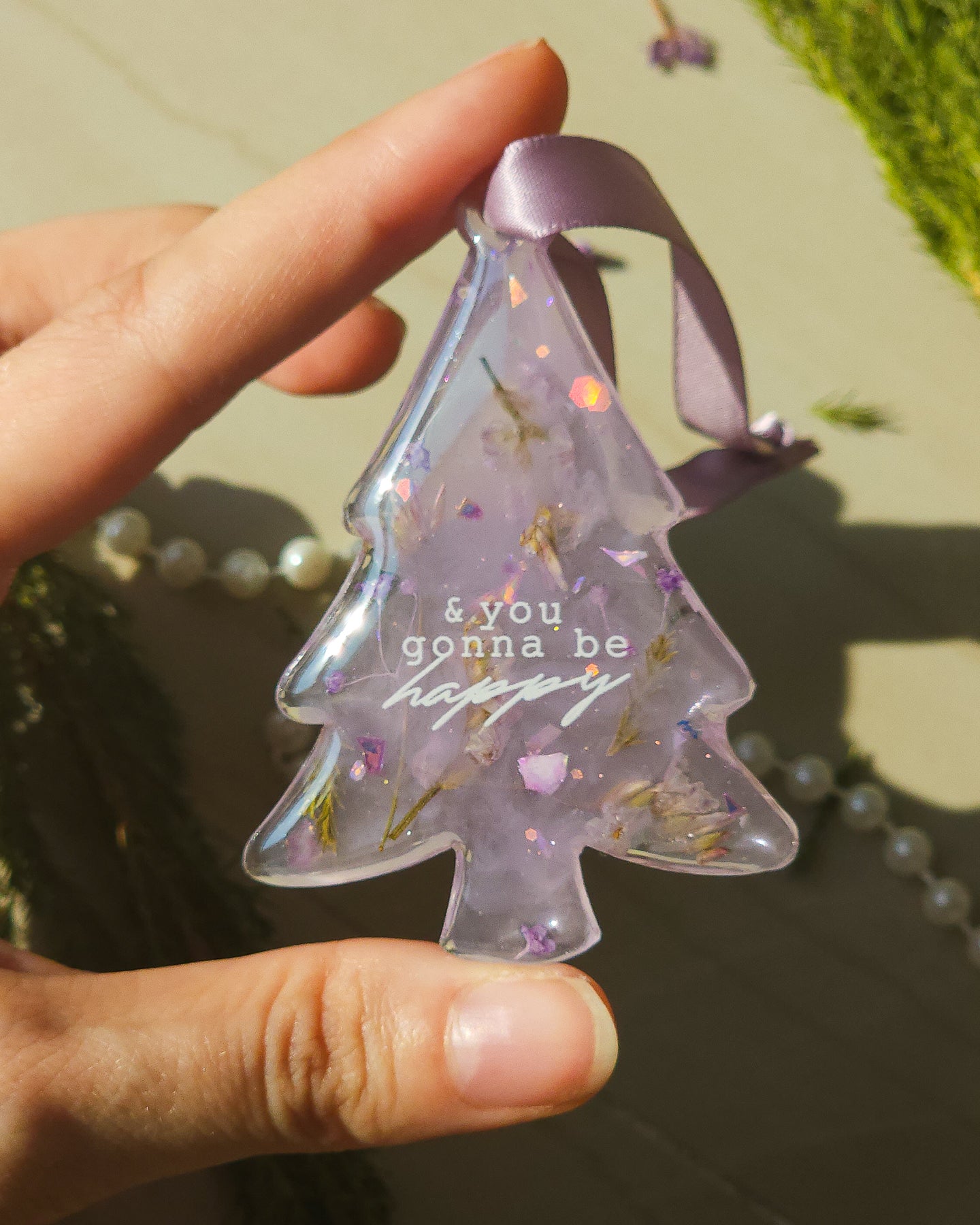 Epoxy Resin Ornaments with Real Flowers 💜 dusty purple 5pc