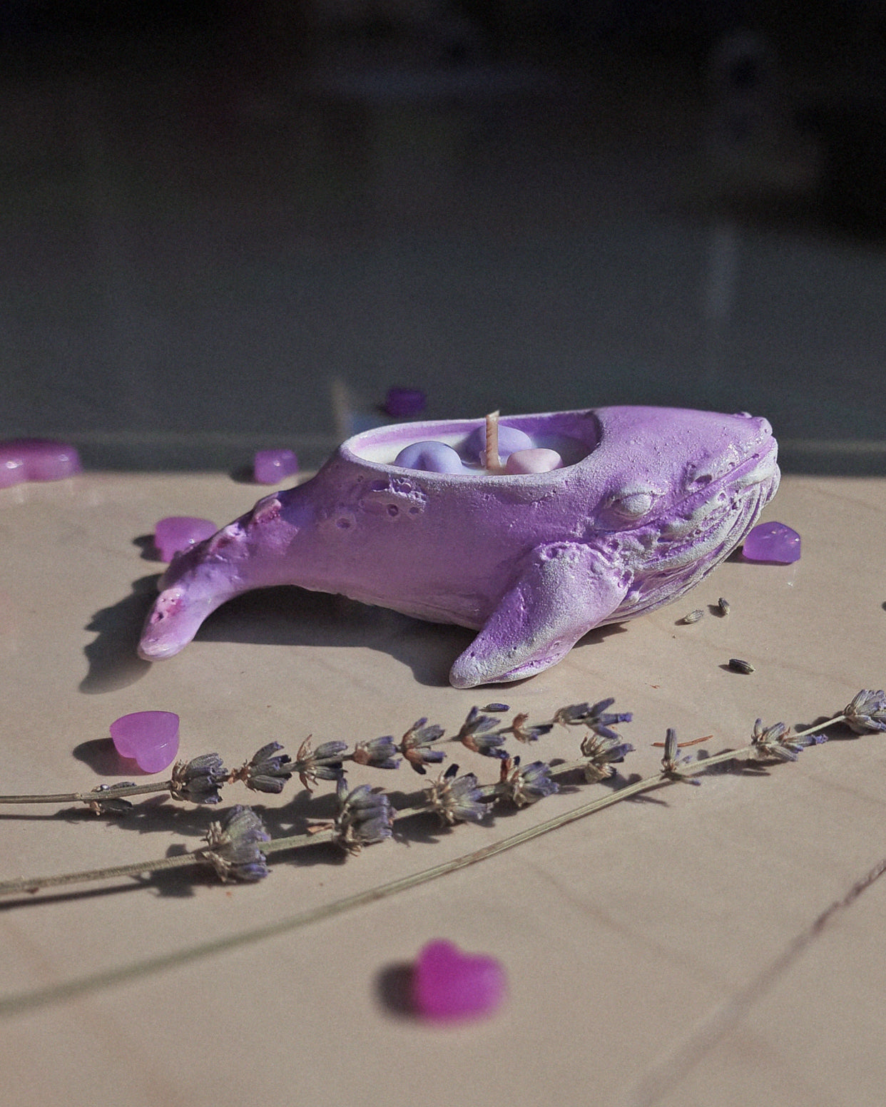 Handcrafted Tea light Whale Candle 💜 Wild Black Currant scent