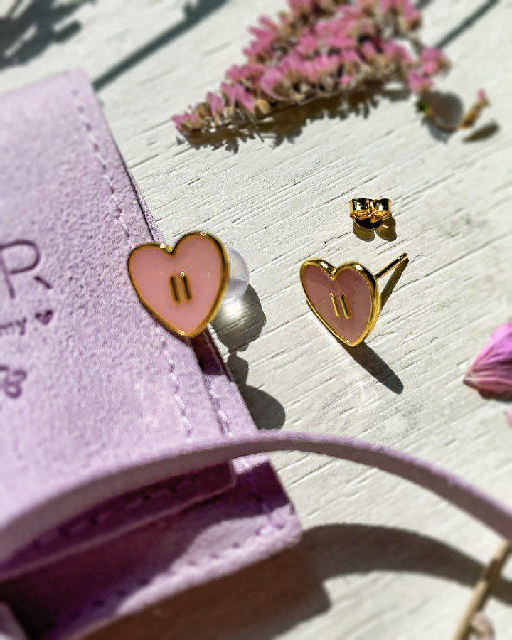 Tiny Hearts earrings inspired by BTS | 14k gold plated SOFT PINK 🌸