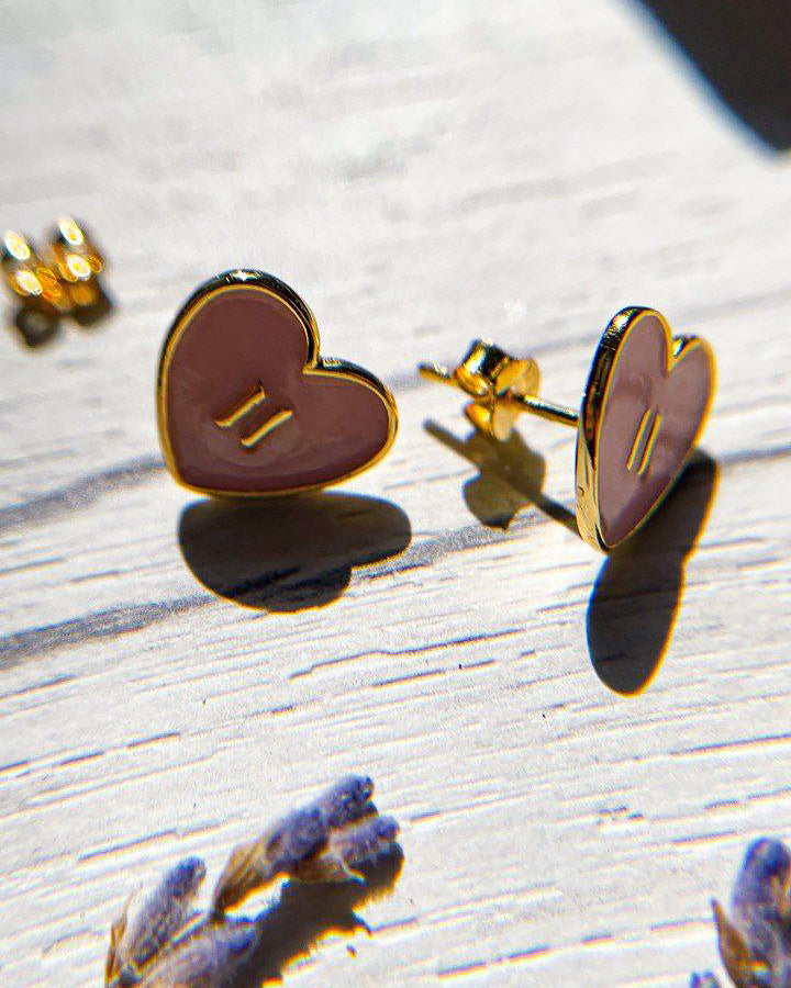 Tiny Hearts earrings inspired by BTS | 14k gold plated SOFT PINK 🌸