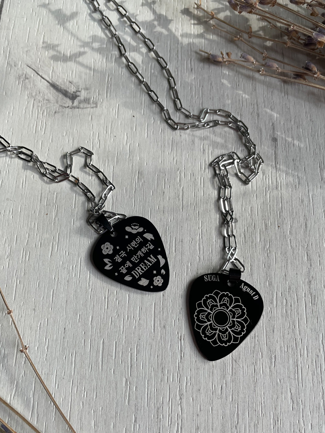 D-DAY guitar pick necklace inspired by Agust D