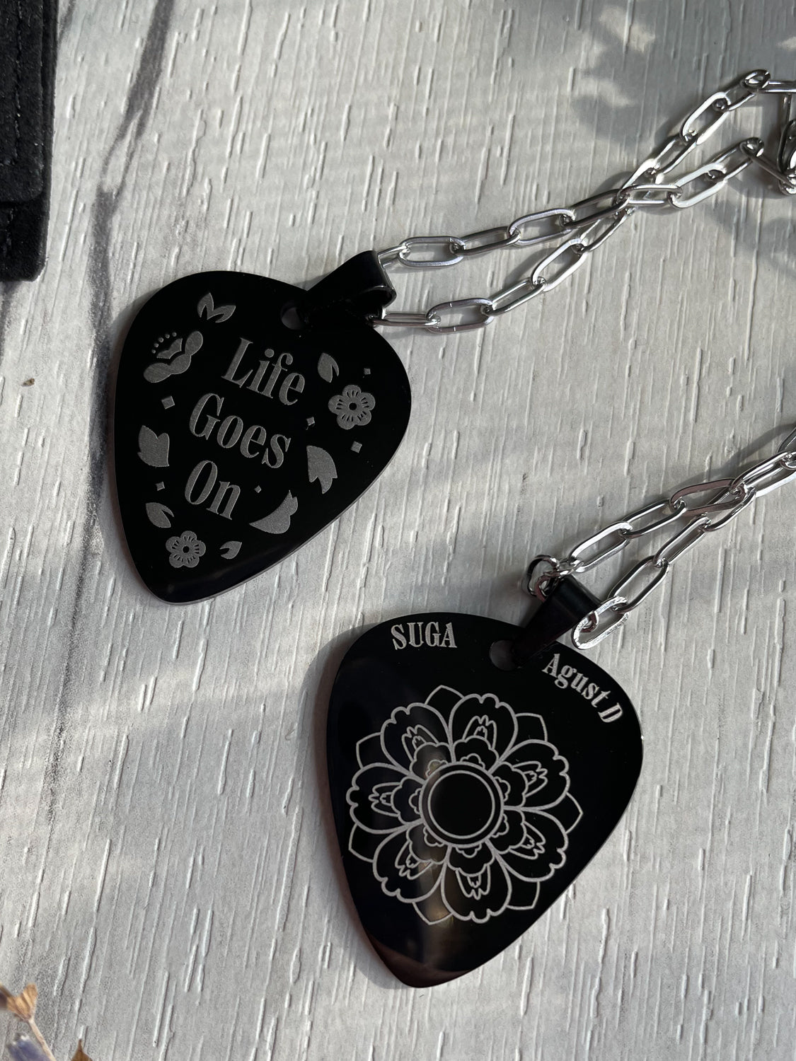 D-DAY guitar pick necklace inspired by Agust D