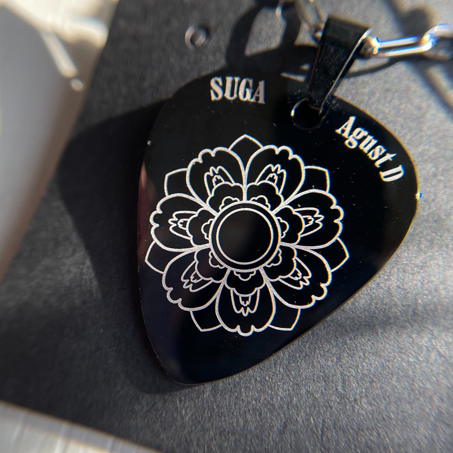 D-DAY guitar pick necklace inspired by Agust D