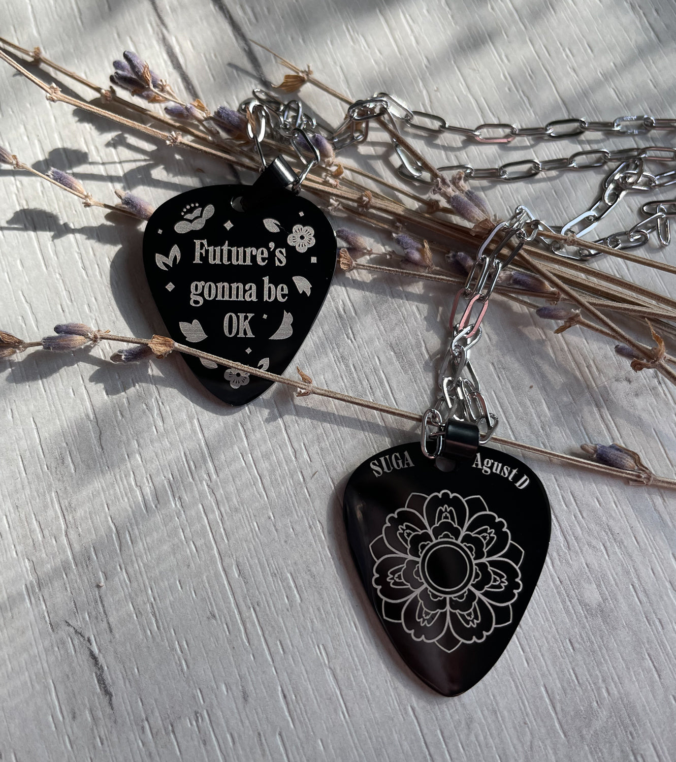 D-DAY guitar pick necklace inspired by Agust D