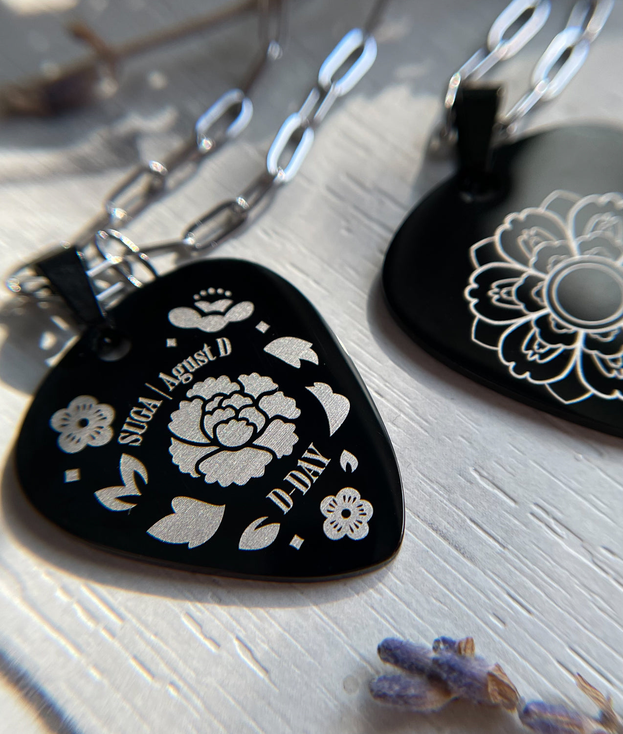 D-DAY guitar pick necklace inspired by Agust D