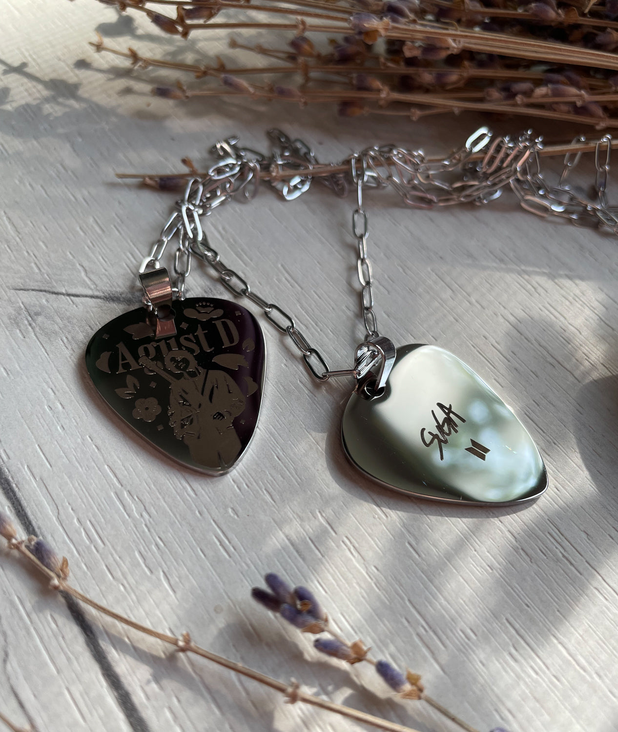 D-DAY guitar pick necklace inspired by Agust D