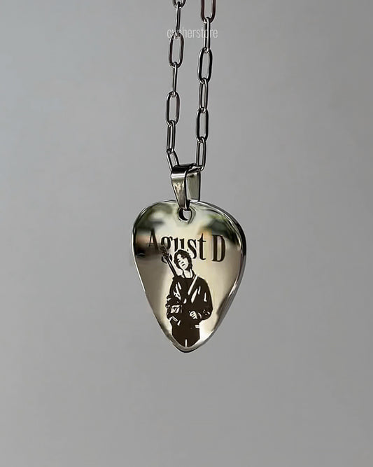 D-DAY guitar pick necklace inspired by Agust D
