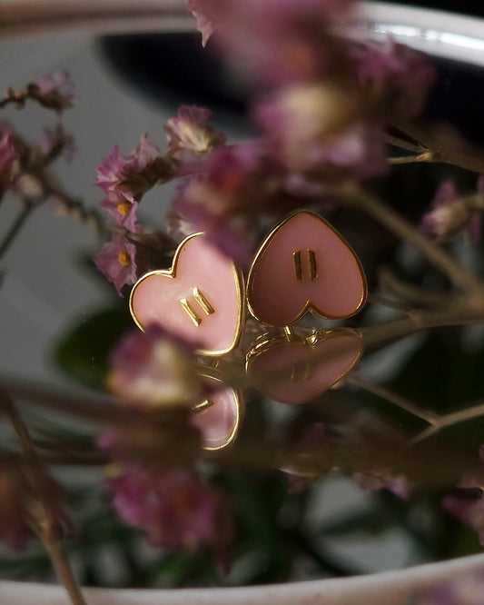 Tiny Hearts earrings inspired by BTS | 14k gold plated SOFT PINK 🌸