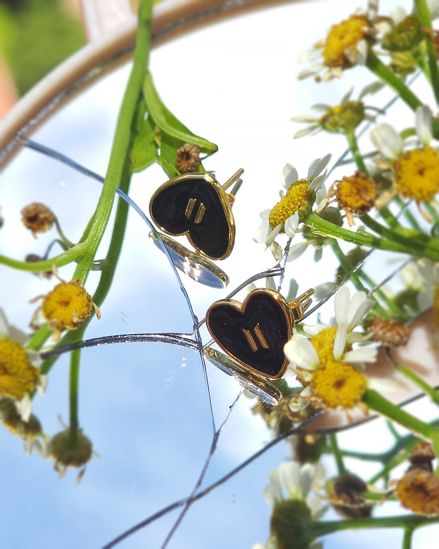 Tiny Hearts earrings inspired by BTS | 14k gold plated BLACK 🖤
