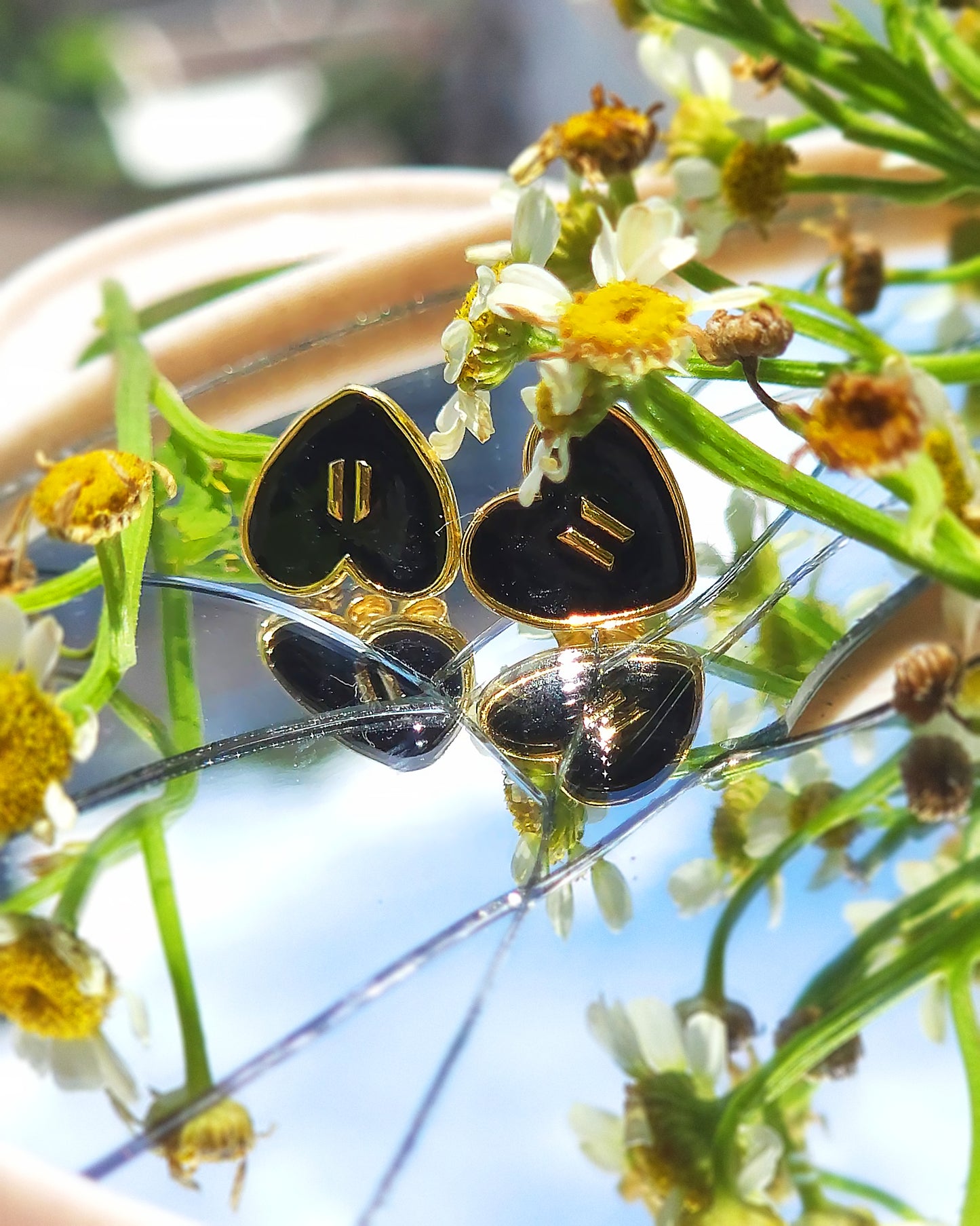 Tiny Hearts earrings inspired by BTS | 14k gold plated BLACK 🖤
