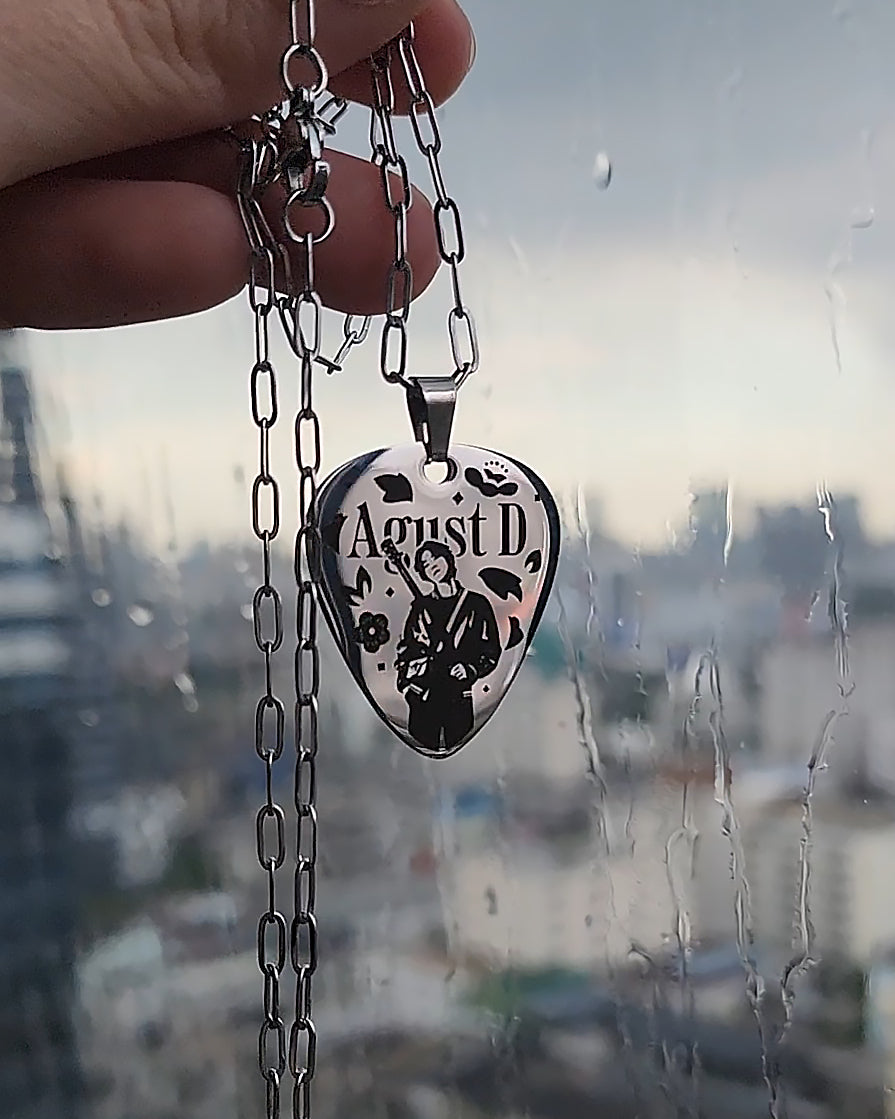 D-DAY guitar pick necklace inspired by Agust D