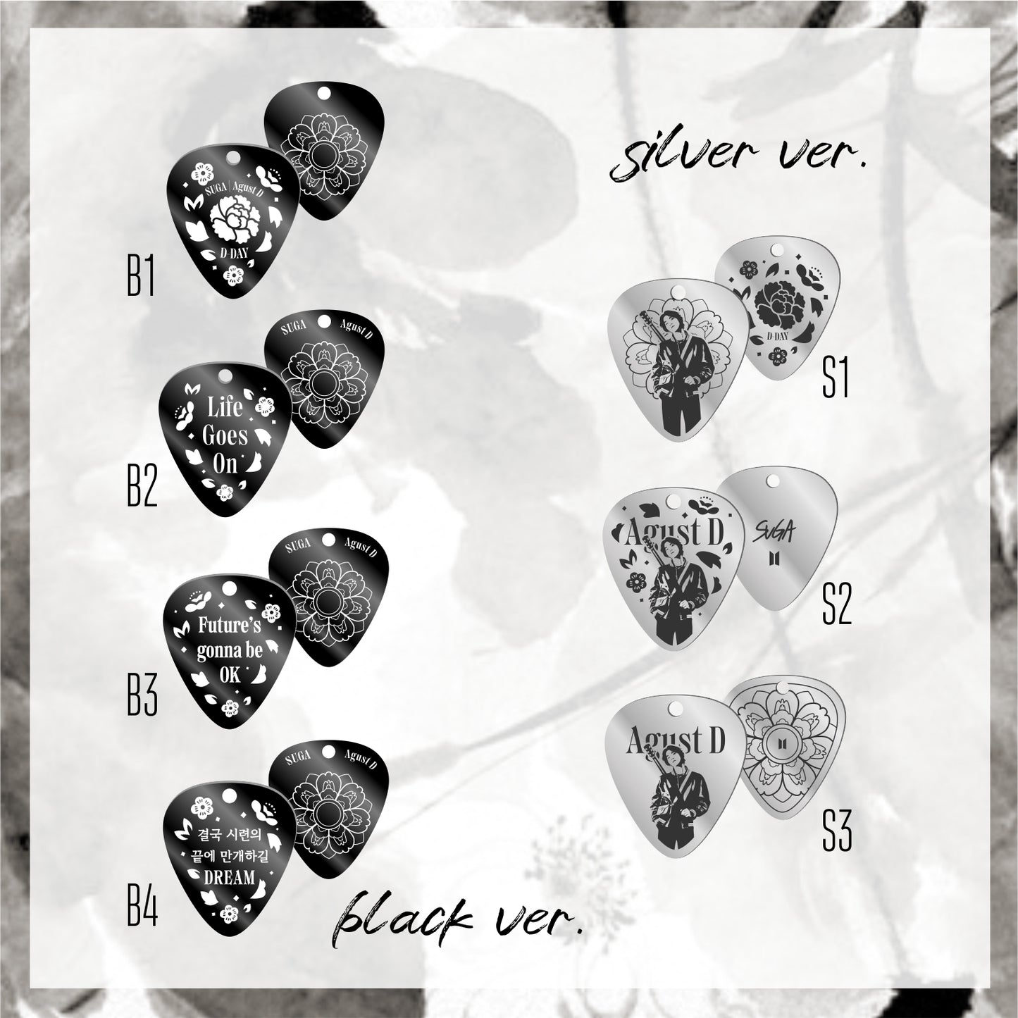 D-DAY guitar pick necklace inspired by Agust D