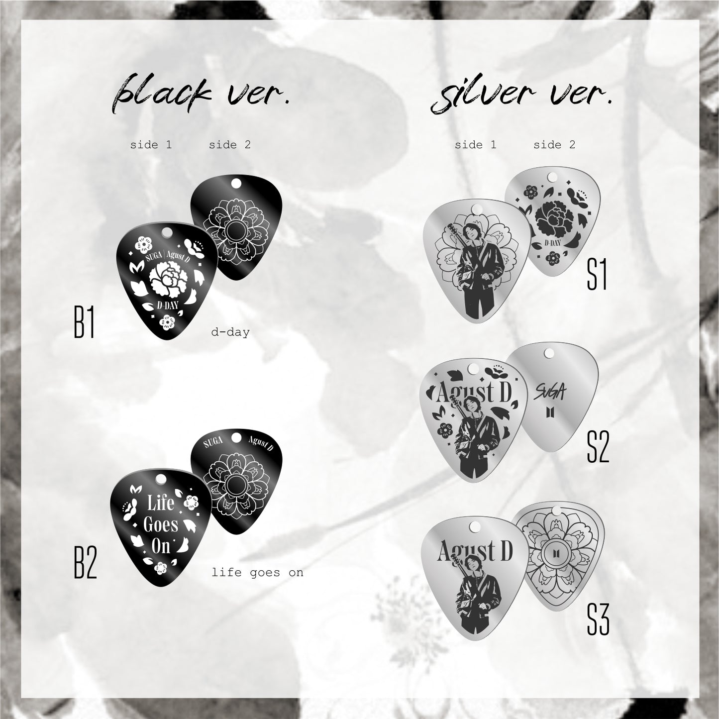 D-DAY guitar pick necklace inspired by Agust D