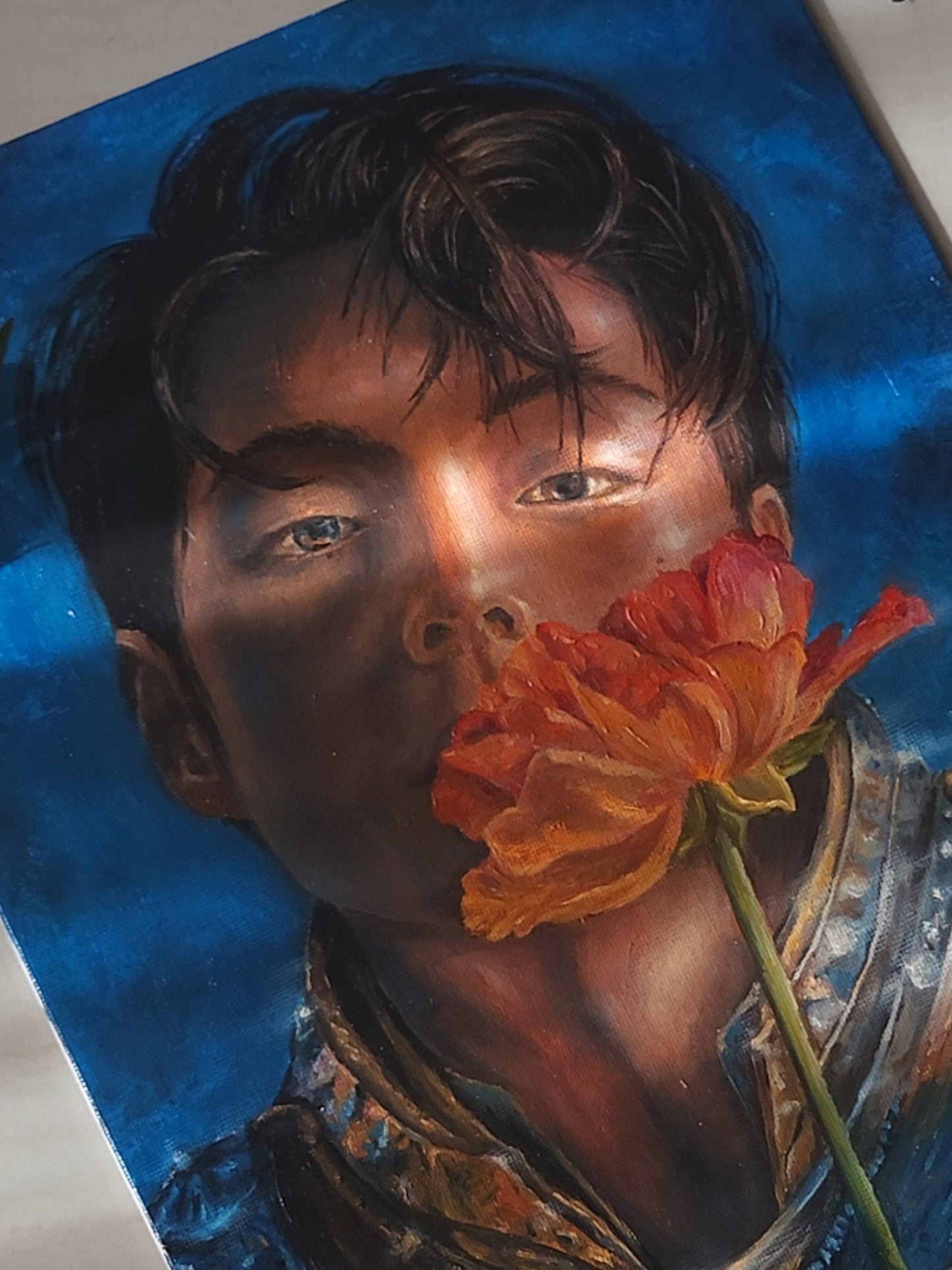 Blue by V oil painting