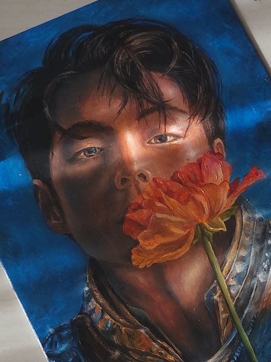 Blue by V oil painting