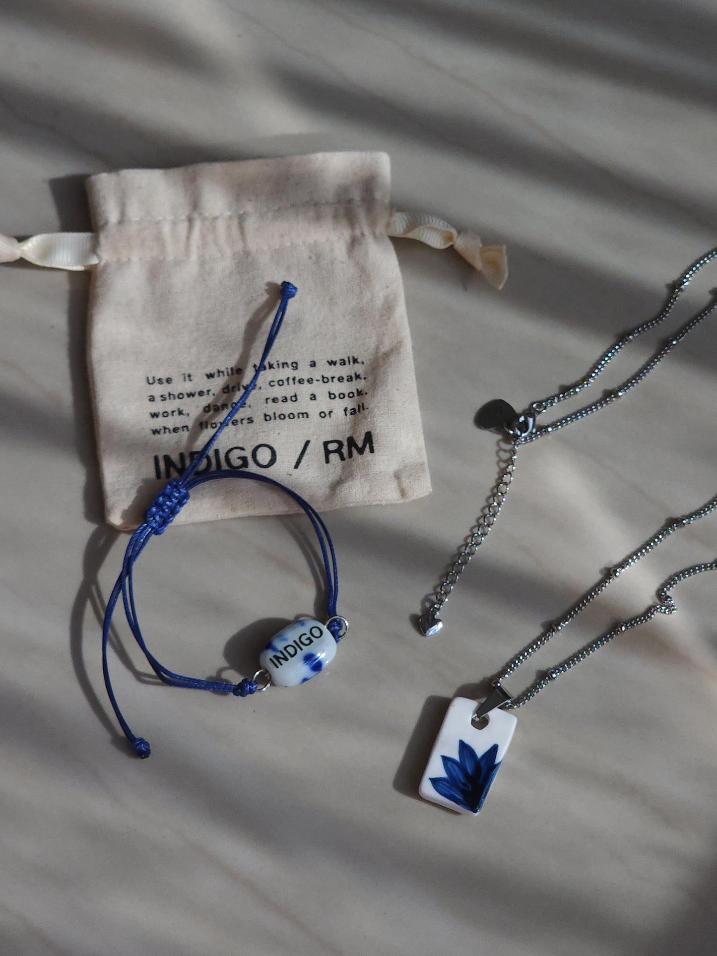 INDIGO necklace & bracelet set inspired by RM