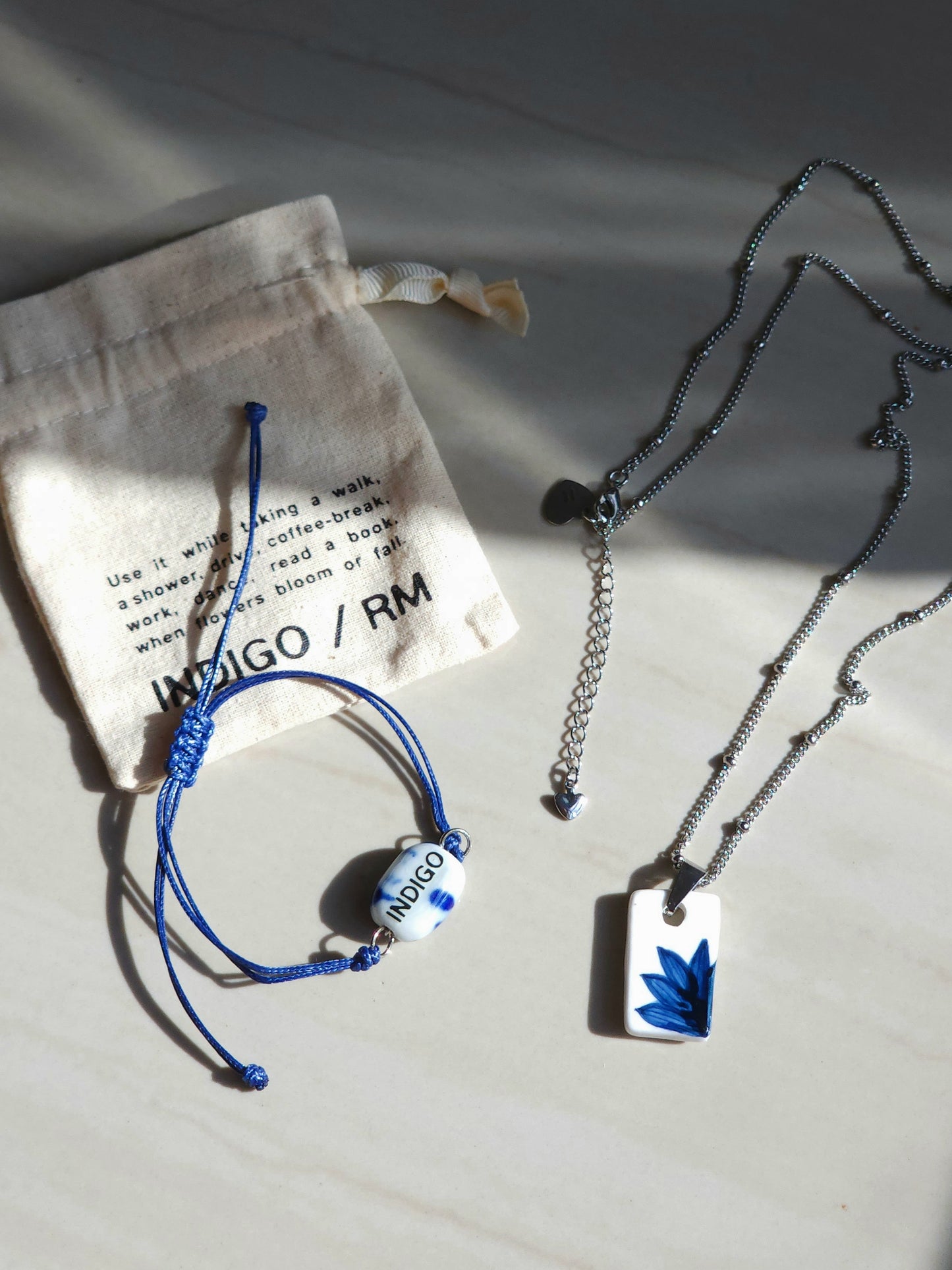 INDIGO necklace & bracelet set inspired by RM